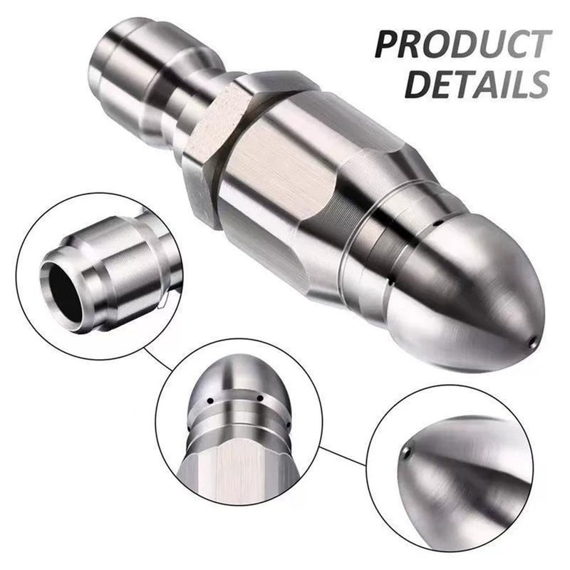 Sewer Jetter Nozzle, Universal 1/4'' Quick Connect High Pressure Drain Jetter Hose Nozzle for Maintaining Clear Drainage Systems - Image 2